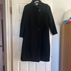 Vintage Bert Newman Young Impression Women’s Black Wool Long Coat, Petite 10